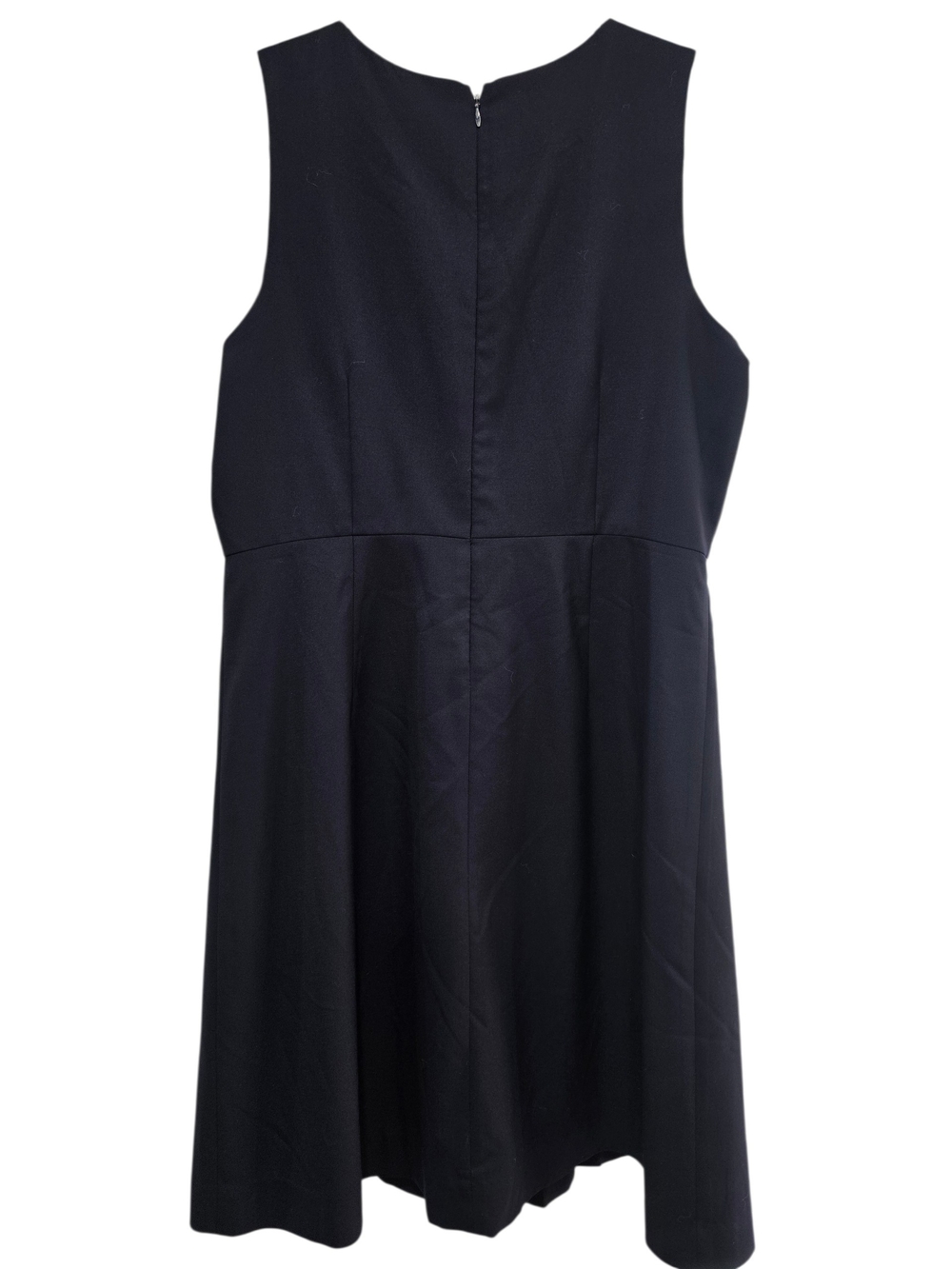 J.Crew 100% Wool Navy Career Sheath Dress Pleated Front Office Work Size 12 - Picture 2 of 9